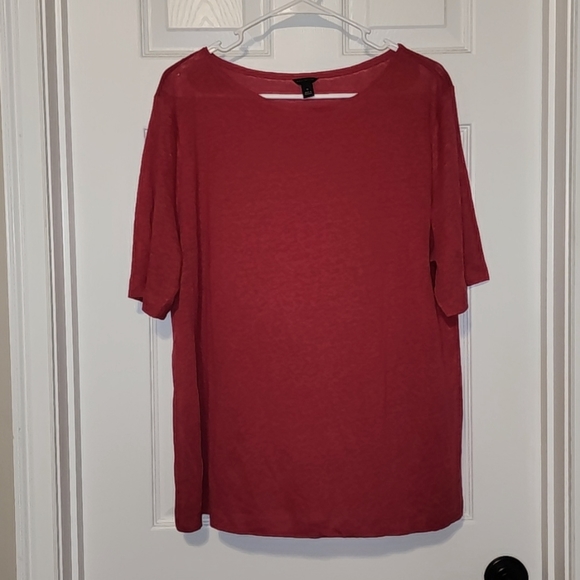 Ann Taylor Tops - ANN Taylor Red Linen Short Sleeve Shirt,  Size XL